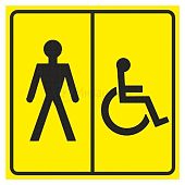 Табличка "Мужской туалет для инвалидов" ПВХ 150*150мм