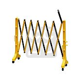 Раздвижное дорожное ограждение на колёсах переносное «Желтый забор на колёсах»